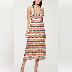 Vibrant Chevron Knit Midi Dress